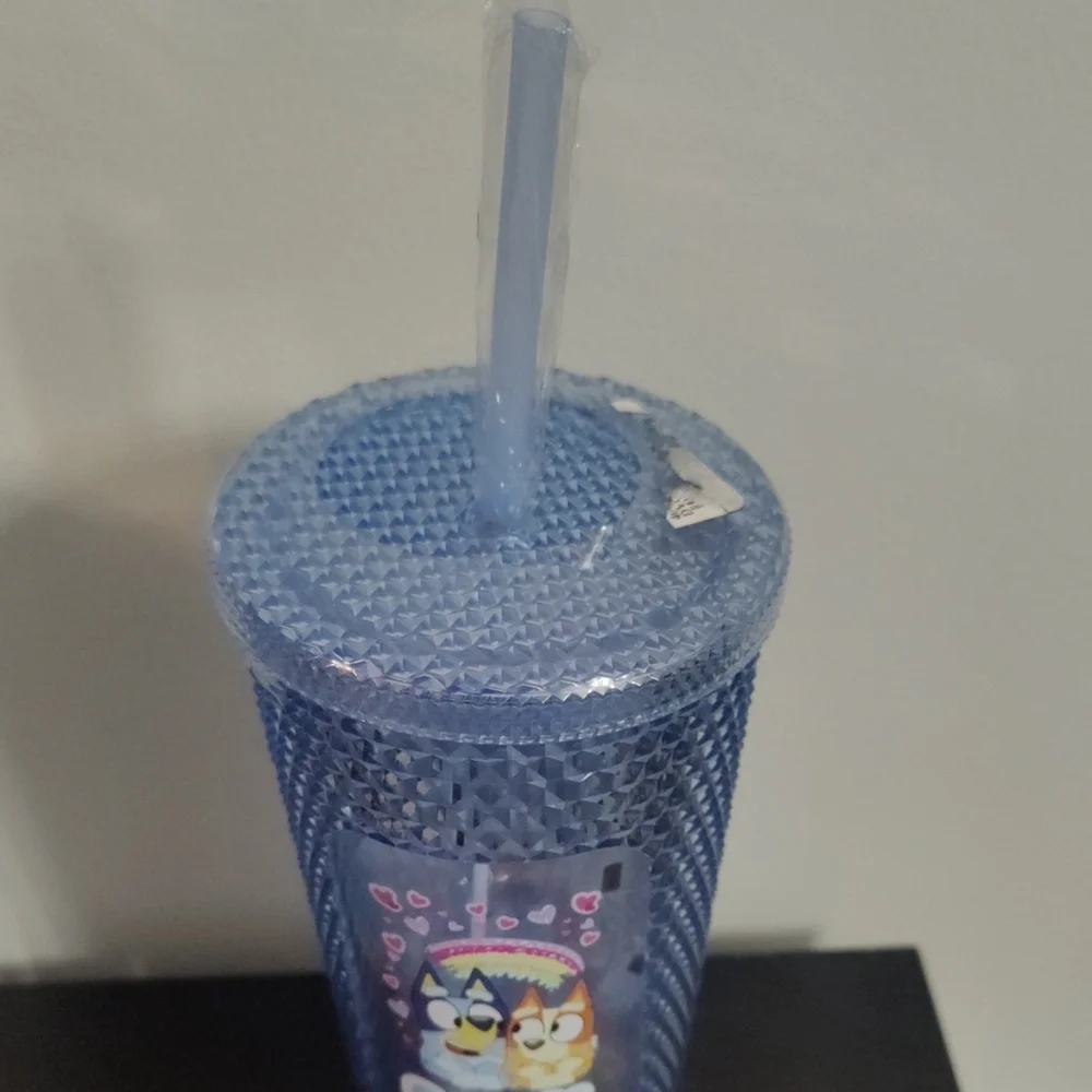 NWT Bluey Blue Tumbler with Straw & Candy